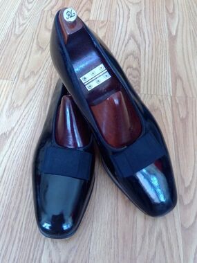 VINTAGE CHURCHS TUXEDO OPERA PUMP Mens Black Patent Leather Sz 12D